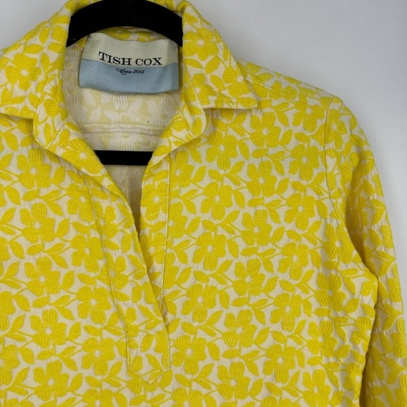 Tish Cox Floral Embroidered Popover Top Yellow White XXS - Picture 5 of 10